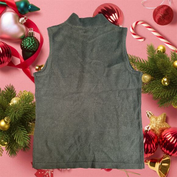 Nouveaux NWT Women's Medium Black Full Zip Christmas Ornament Vest Embellished - Picture 2 of 10